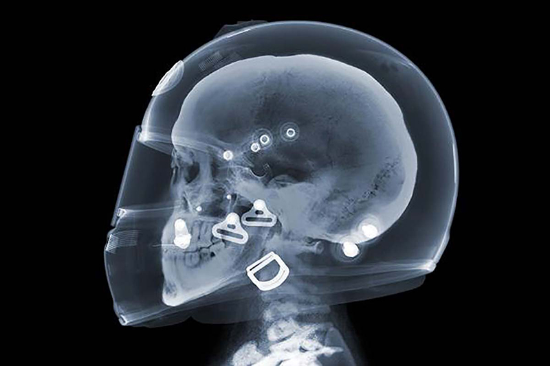 Motorcycle helmet x-ray